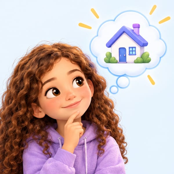 ילדה חושבת על רעיון לבית